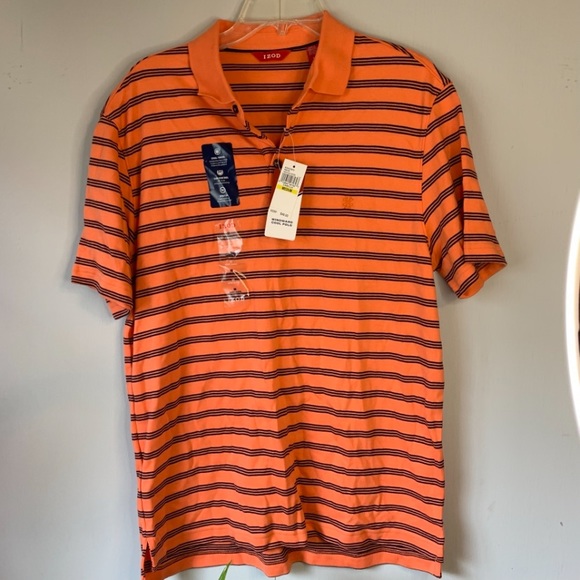 NWT $48 IZOD Med Mens Striped Windward Cool Polo Top with UPF - Picture 5 of 9